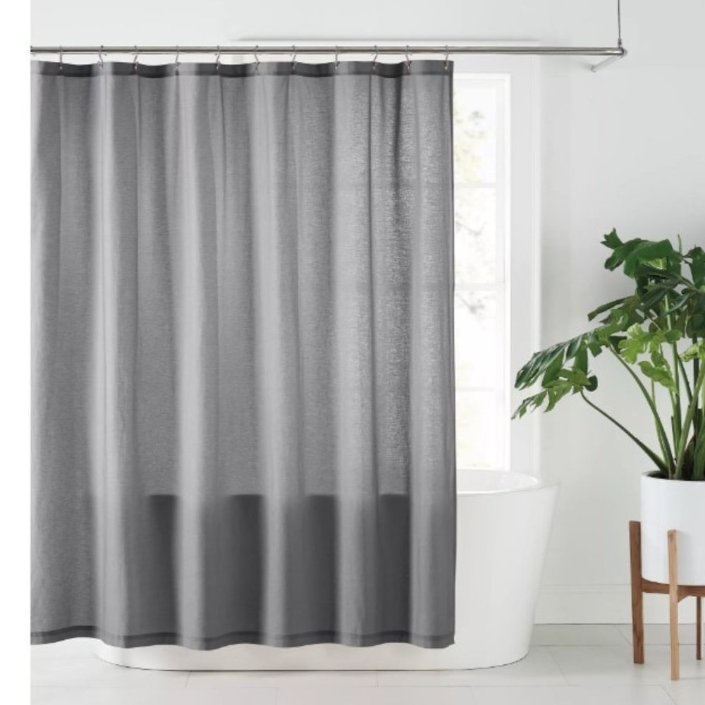 Nestwell 72" x 72" Solid Hemp Standard Shower Curtain Sharkskin Dark Grey